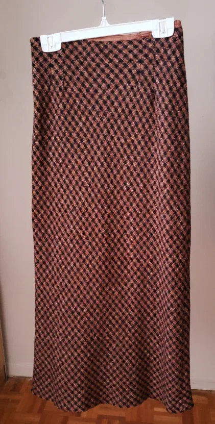 Brown & Black Checkered Midi Skirt image indicator(2)