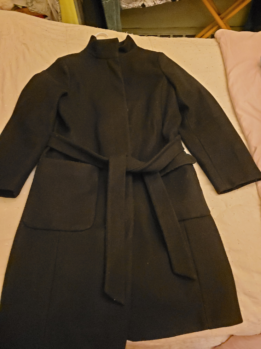 Black Belted Wool Coat