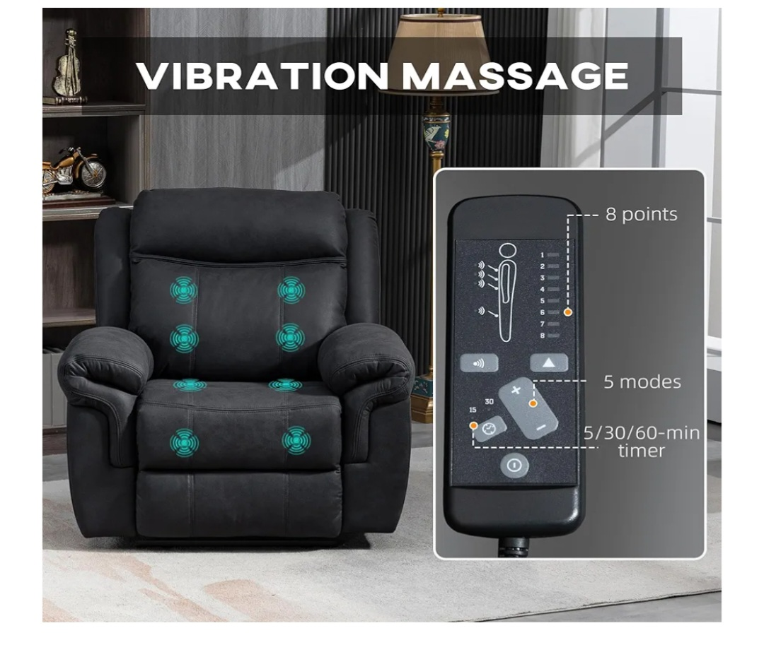 Vibration Massage Recliner Chair - Black - photo 3