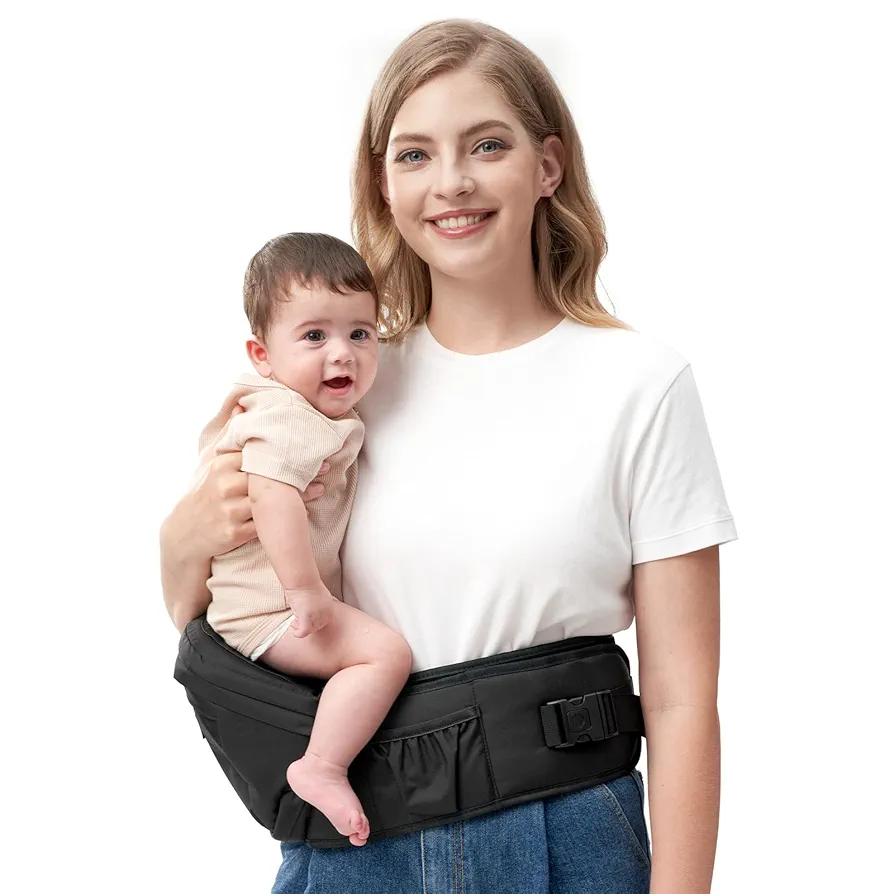 Momcozy Baby Carrier Waist Seat - Black Medium