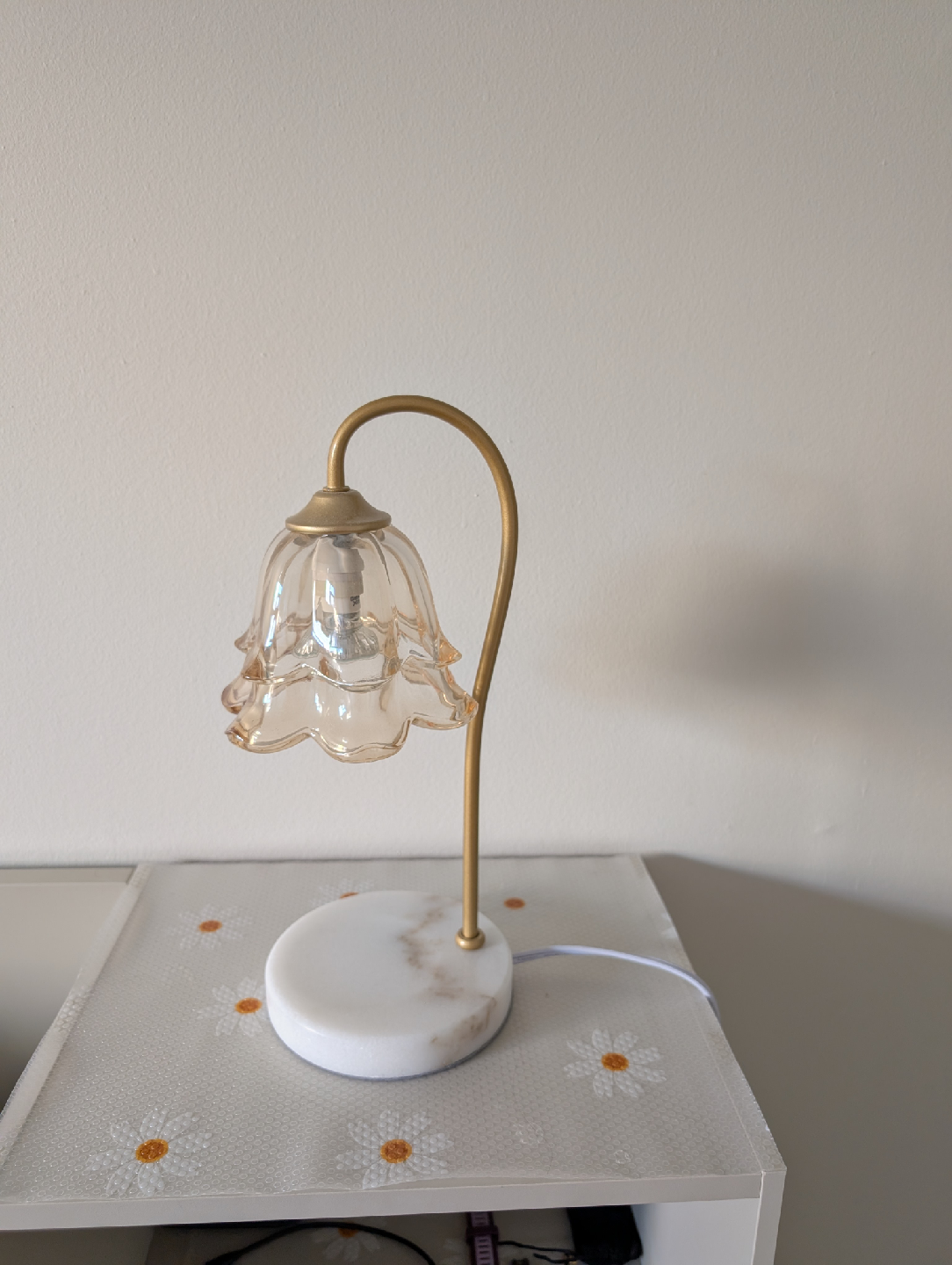 Flower Table Lamp with Marble Base