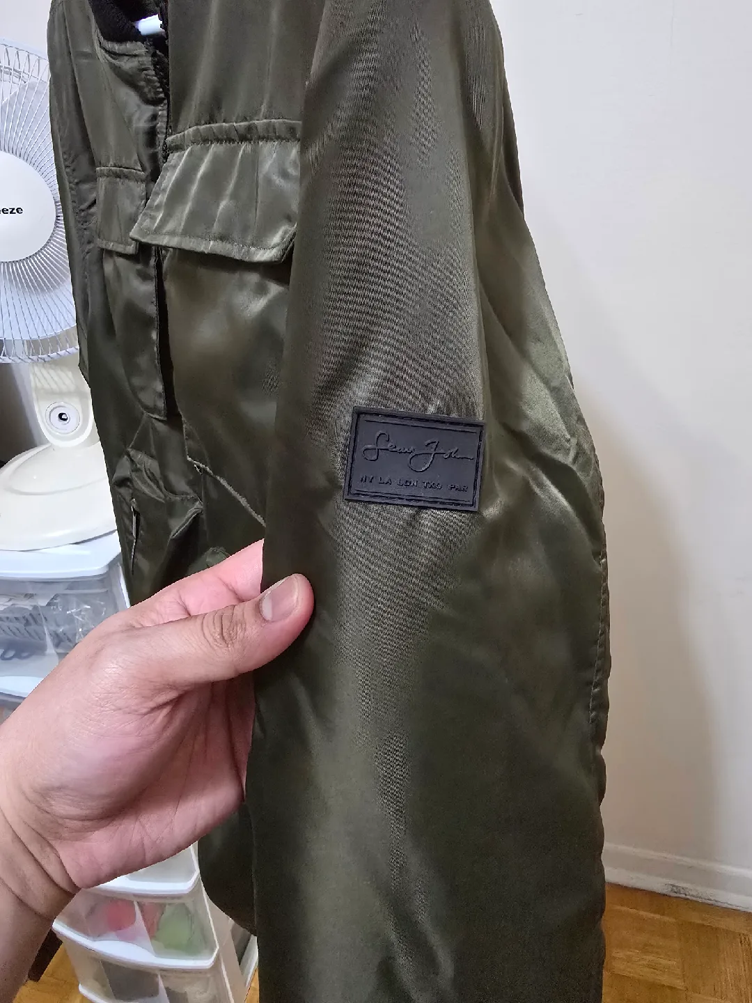 Sean John Olive Green Bomber Jacket - Size M image indicator(6)