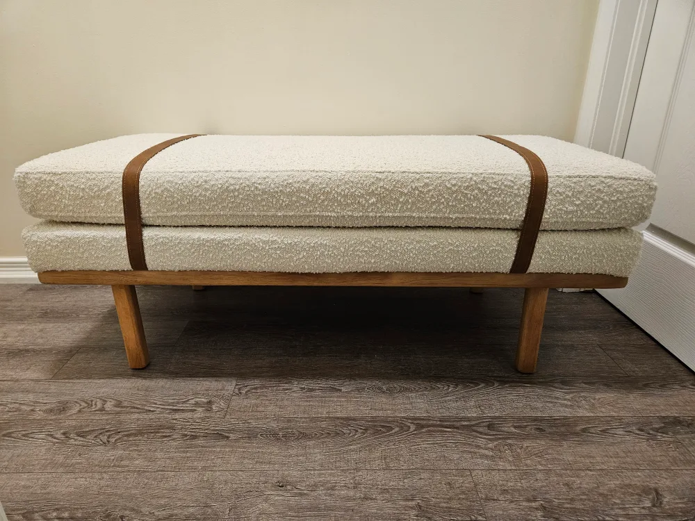 Cream Boucle Ottoman Bench thumbnail