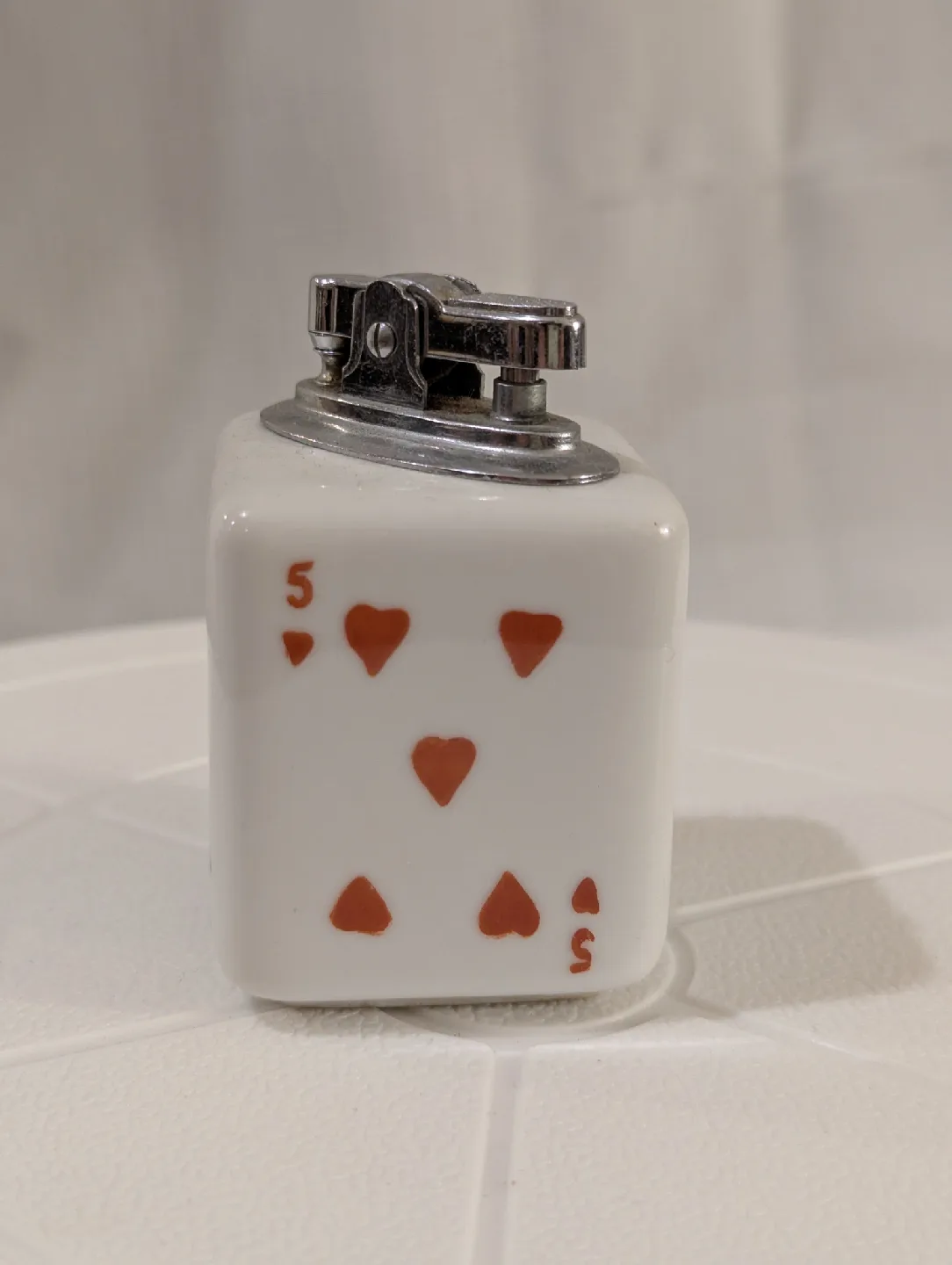 1960s Vintage Poker Cards Ceramic Cube Table Lighter Japan 🥕 image indicator(3)