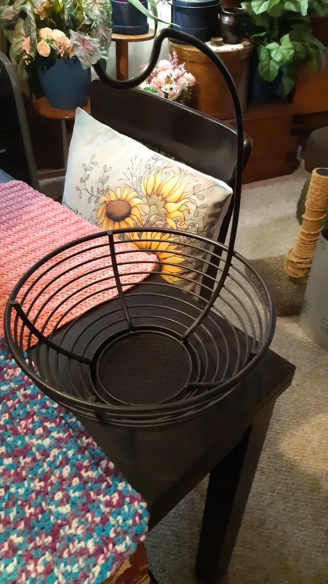 Black Metal Fruit Basket with Handle thumbnail