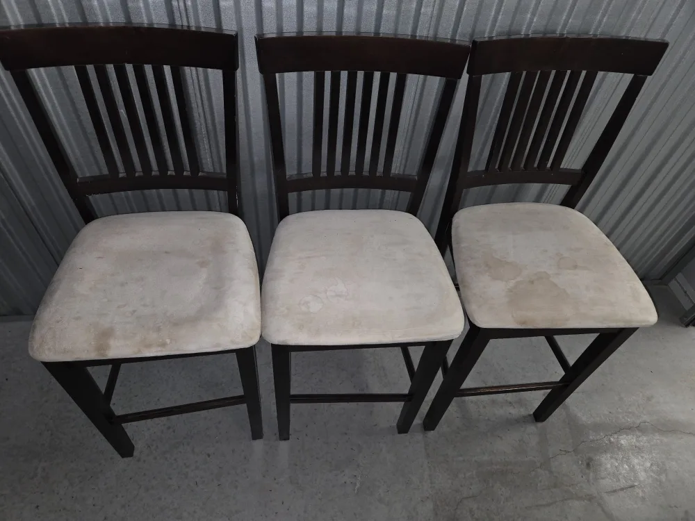 Set of 3 Brown Wooden Dining Chairs thumbnail