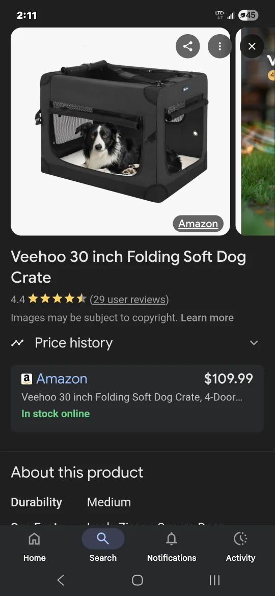 Veehoo 30 inch Folding Soft Dog Crate image indicator(4)