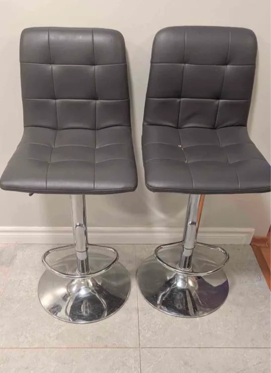 Set of Two Adjustable Grey Bar Stools thumbnail