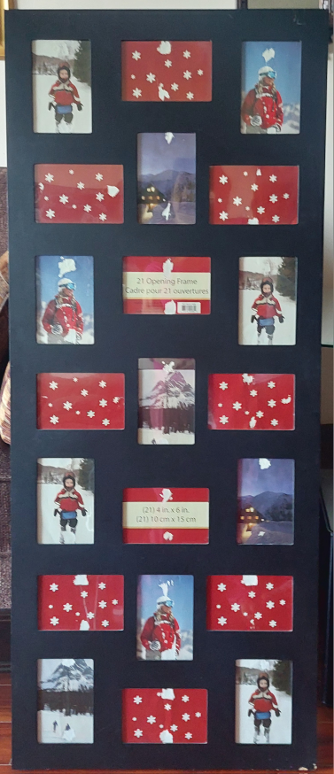 2 - Black frame with multiple slots for photos of $ 15 each.