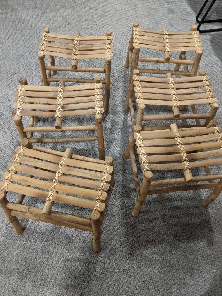 Set of 6 Bamboo Stools thumbnail