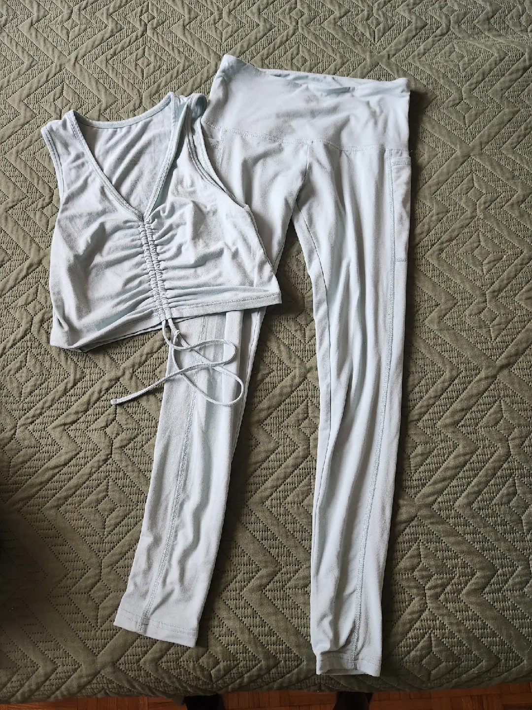 Light Blue Workout Set - Top & Leggings - small thumbnail