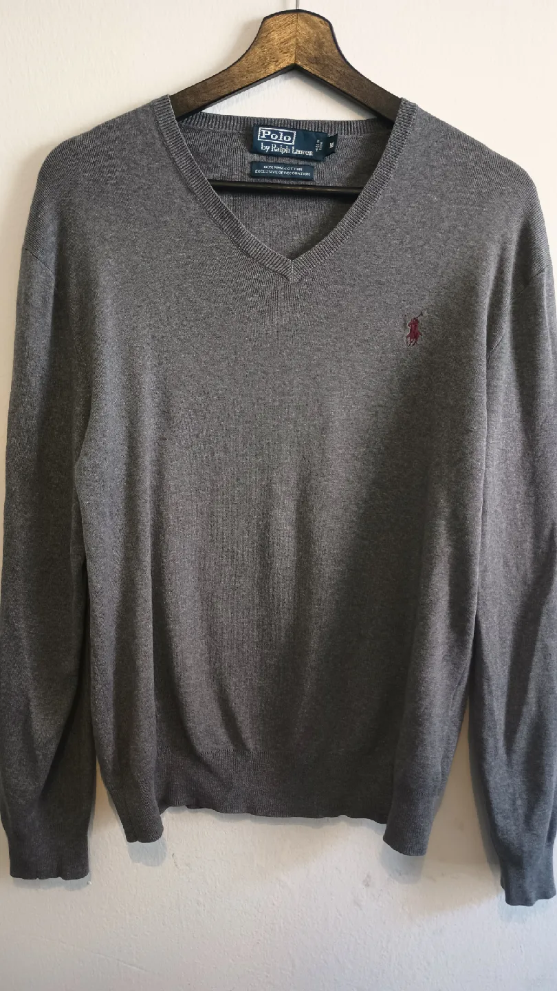Polo Ralph Lauren  -Gray V-Neck Sweater - Size M thumbnail