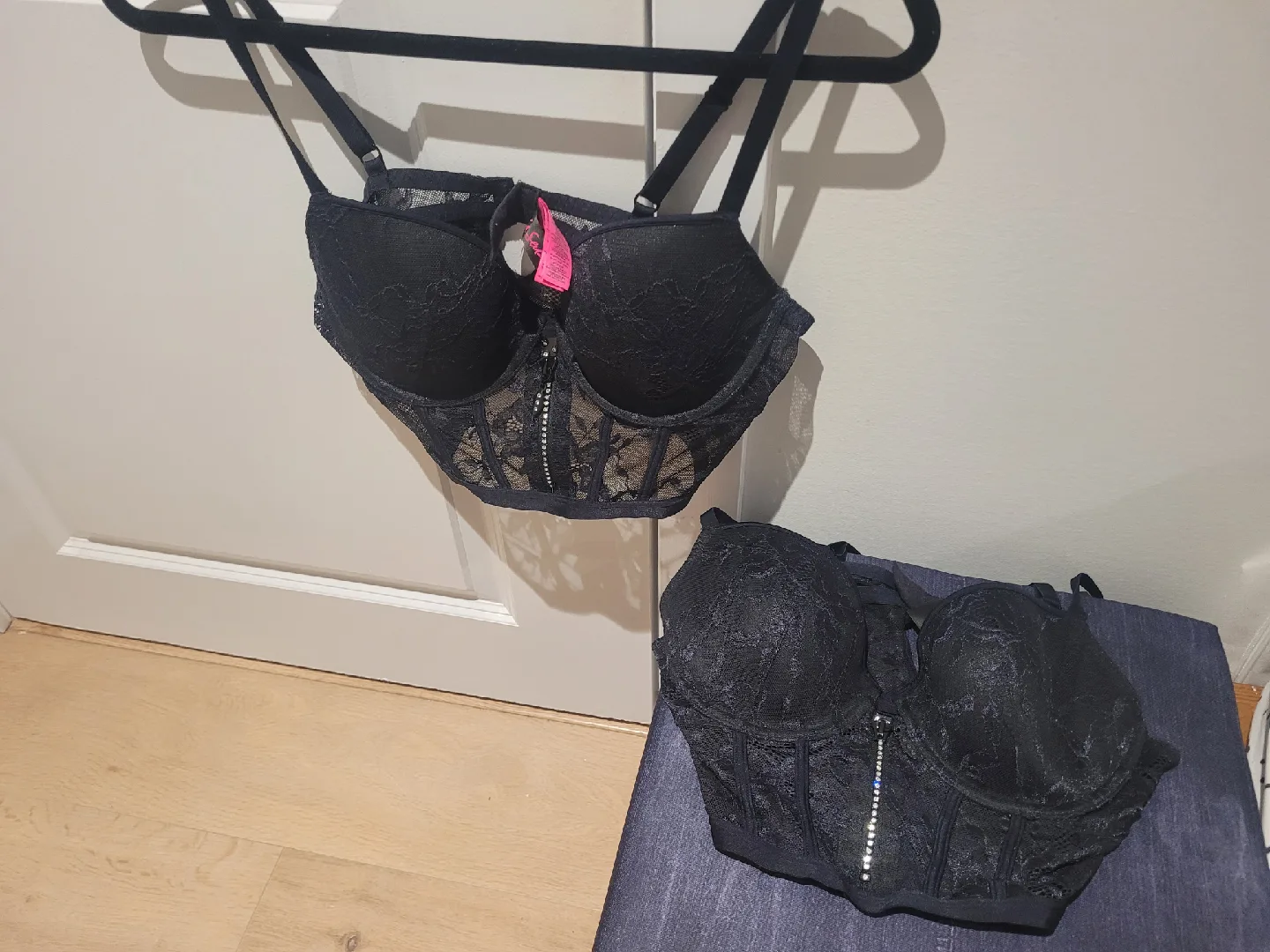 2 Pair - La Senza Black Lace Bustier - Size Large thumbnail