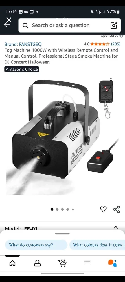 FANSTGEQ FF-01 Fog Machine 1000W thumbnail