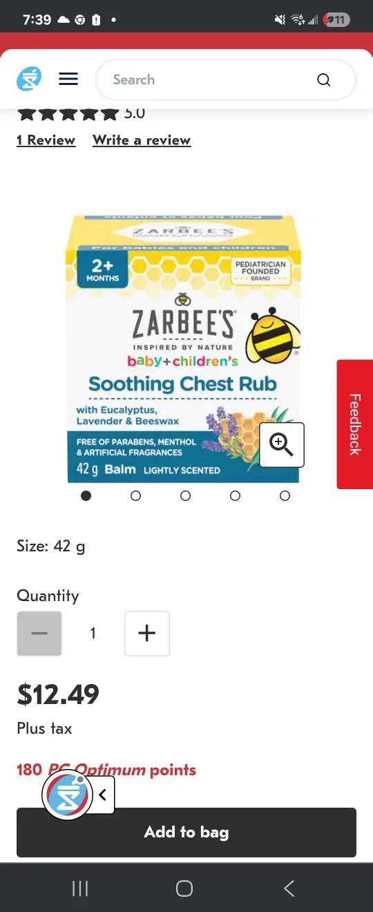 New - Zarbee's Baby & Children's Soothing Rub image indicator(2)