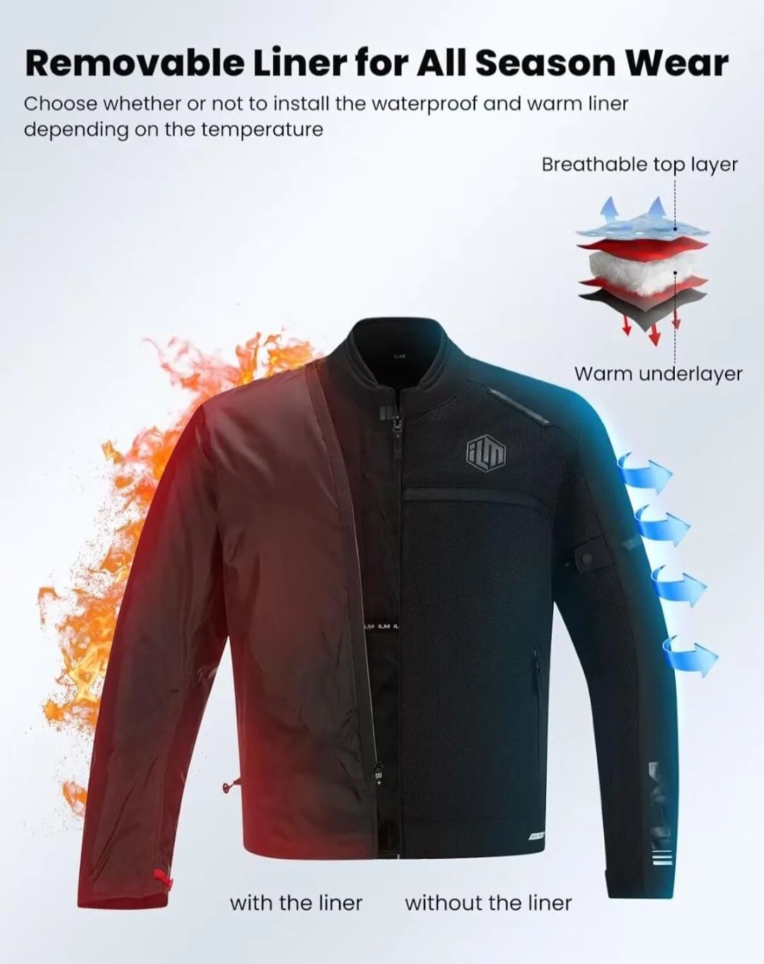 ILM MOTORCYCLE RIDING JACKET, Black, All Season,Size XL image indicator(5)