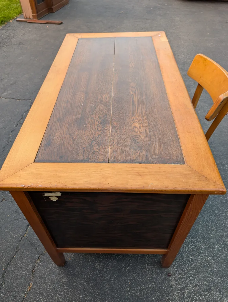 Vintage Wooden Desk with Chair image indicator(2)