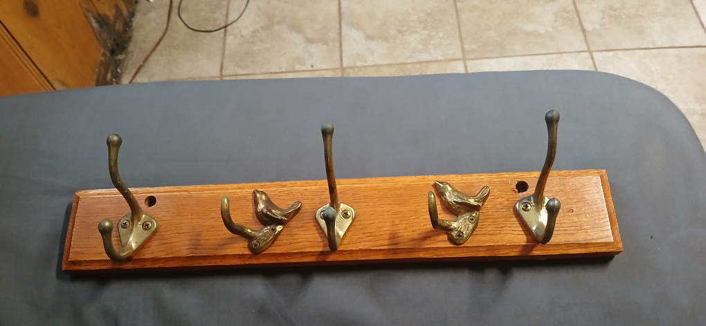 Wooden Coat Rack with Bird Hooks