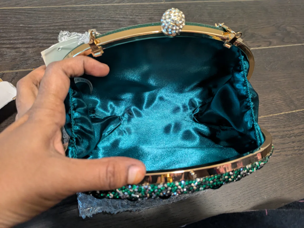 brand new Green Embellished Evening Clutch image indicator(5)