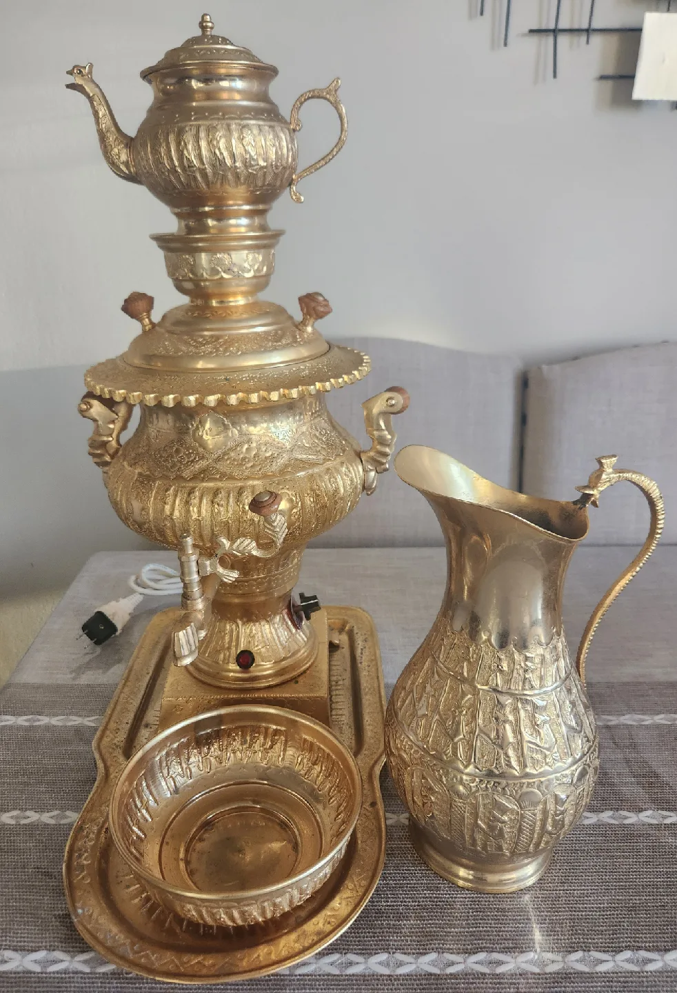 Vintage Persian Gold Samovar Tea Maker thumbnail