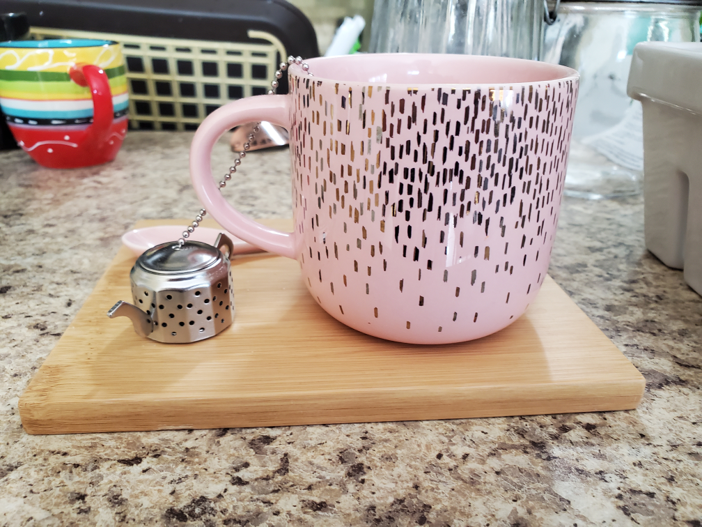 Indigo Pink Tea Mug set, with tray, infuser and spoon - photo 2
