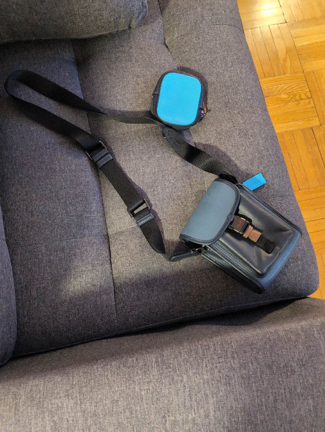 Coach Blue Leather Crossbody Bag with Pouch image indicator(2)