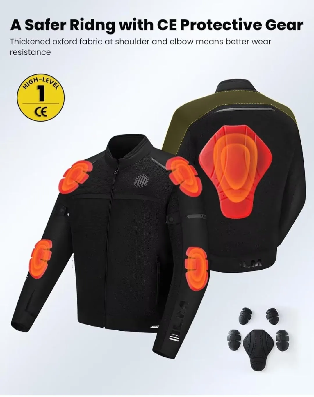 ILM MOTORCYCLE RIDING JACKET, Black, All Season,Size XL image indicator(3)