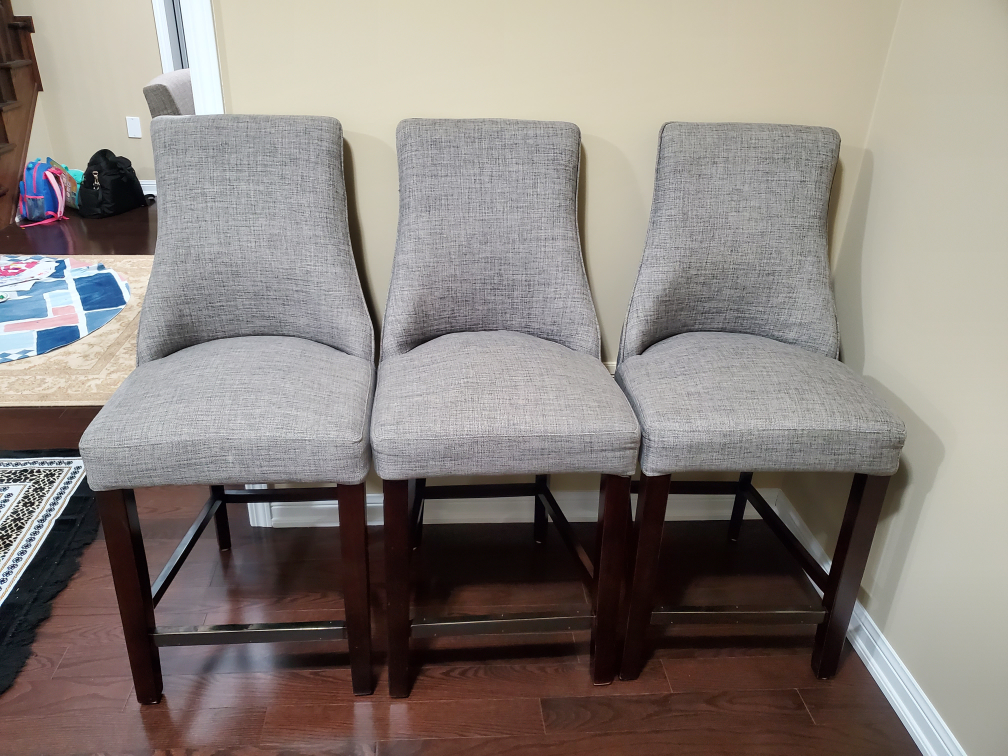 Set of 3 Grey Upholstered Bar Stools - photo 3