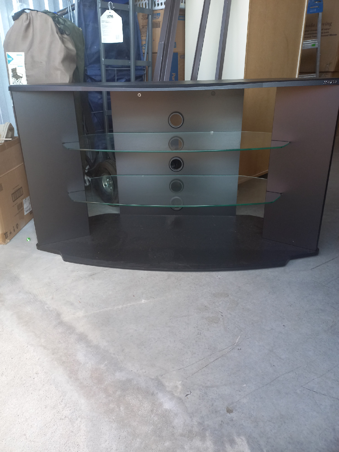 Black TV Stand with Glass Shelves - photo 2