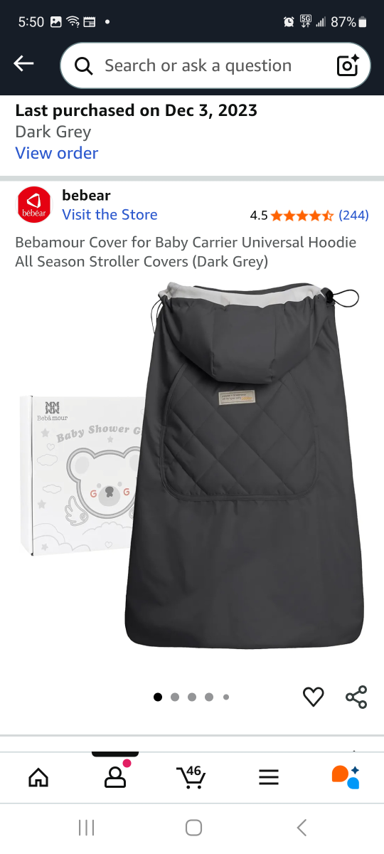 Bebamour Baby Carrier Cover - Dark Grey