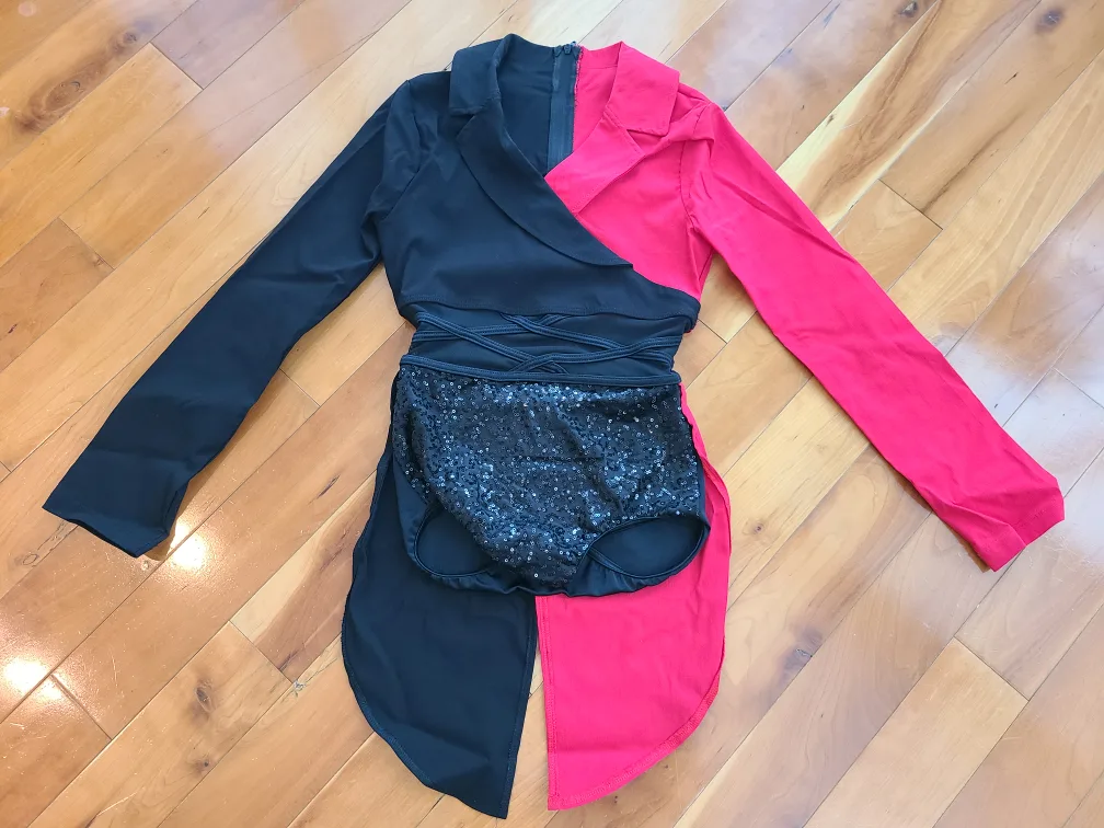 Two-Tone Dance Costume - Black and Red thumbnail
