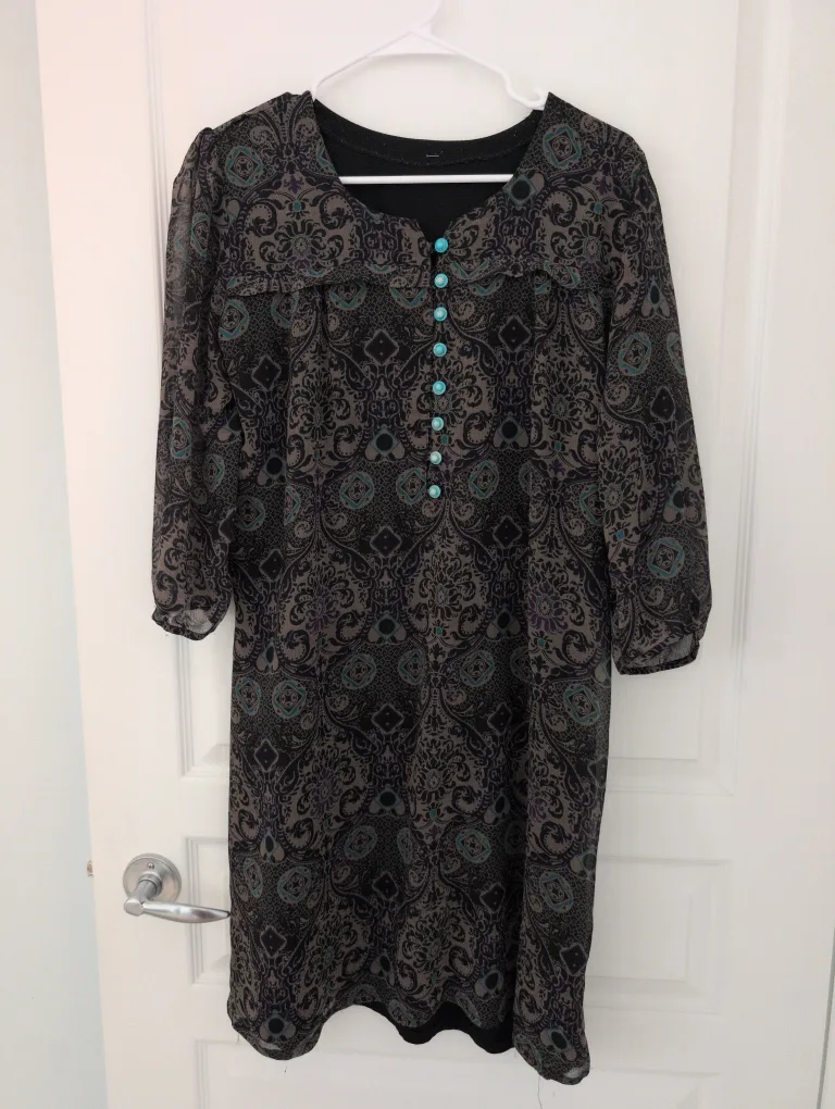 Brown Patterned Dress - UK size 12 thumbnail