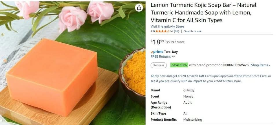 New~Lemon Turmeric Kojic Soap Bar, Crafted,All Skin Types(3 PK) - photo 3