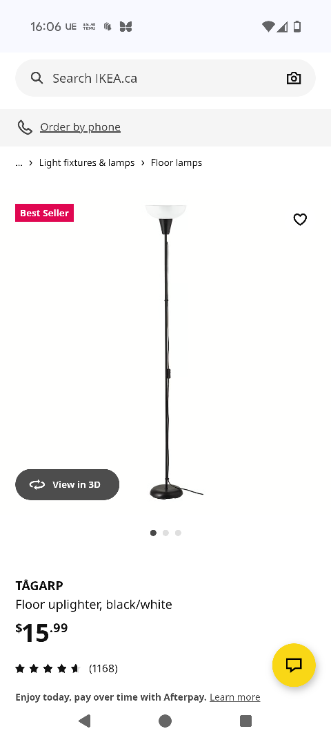 IKEA TÅGARP Floor Uplighter - Black/White