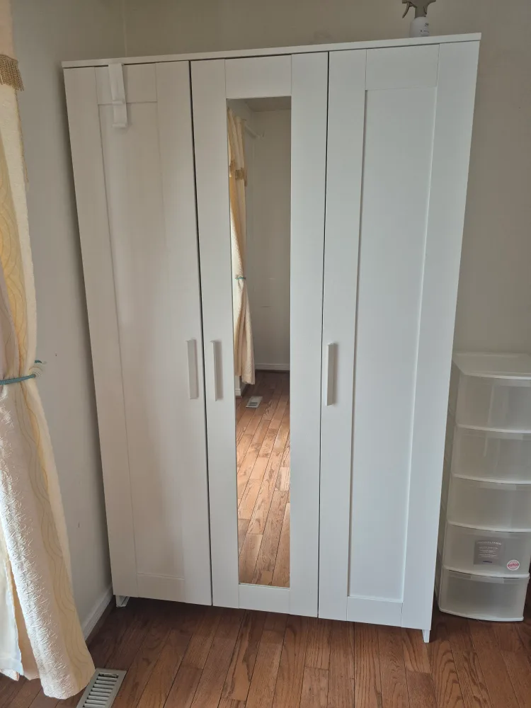 IKEA PAX Wardrobe with Mirror Door - White thumbnail