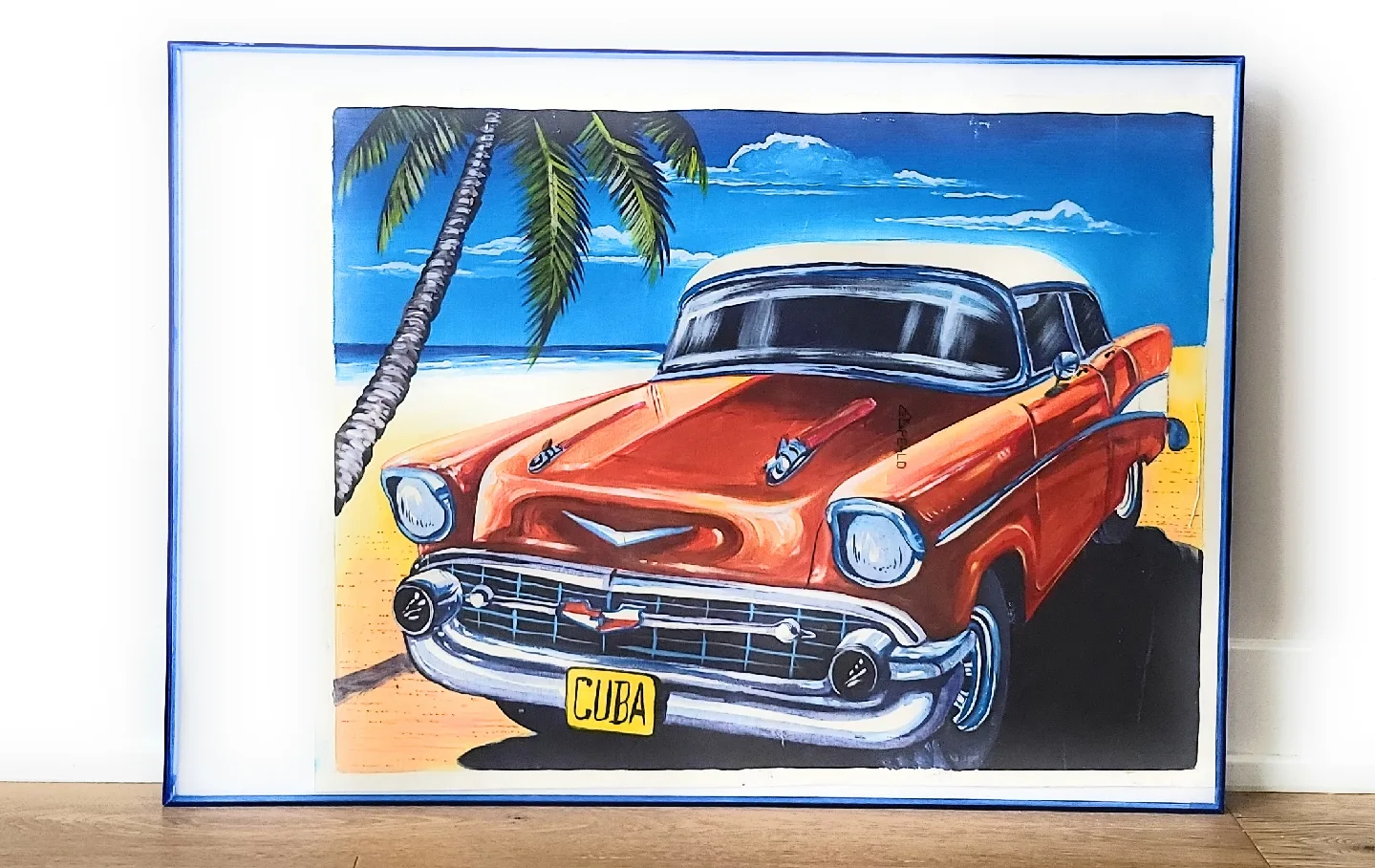 Art print of 1957 Chevrolet Bel Air with CUBA plate. 28 x 20" image indicator(4)