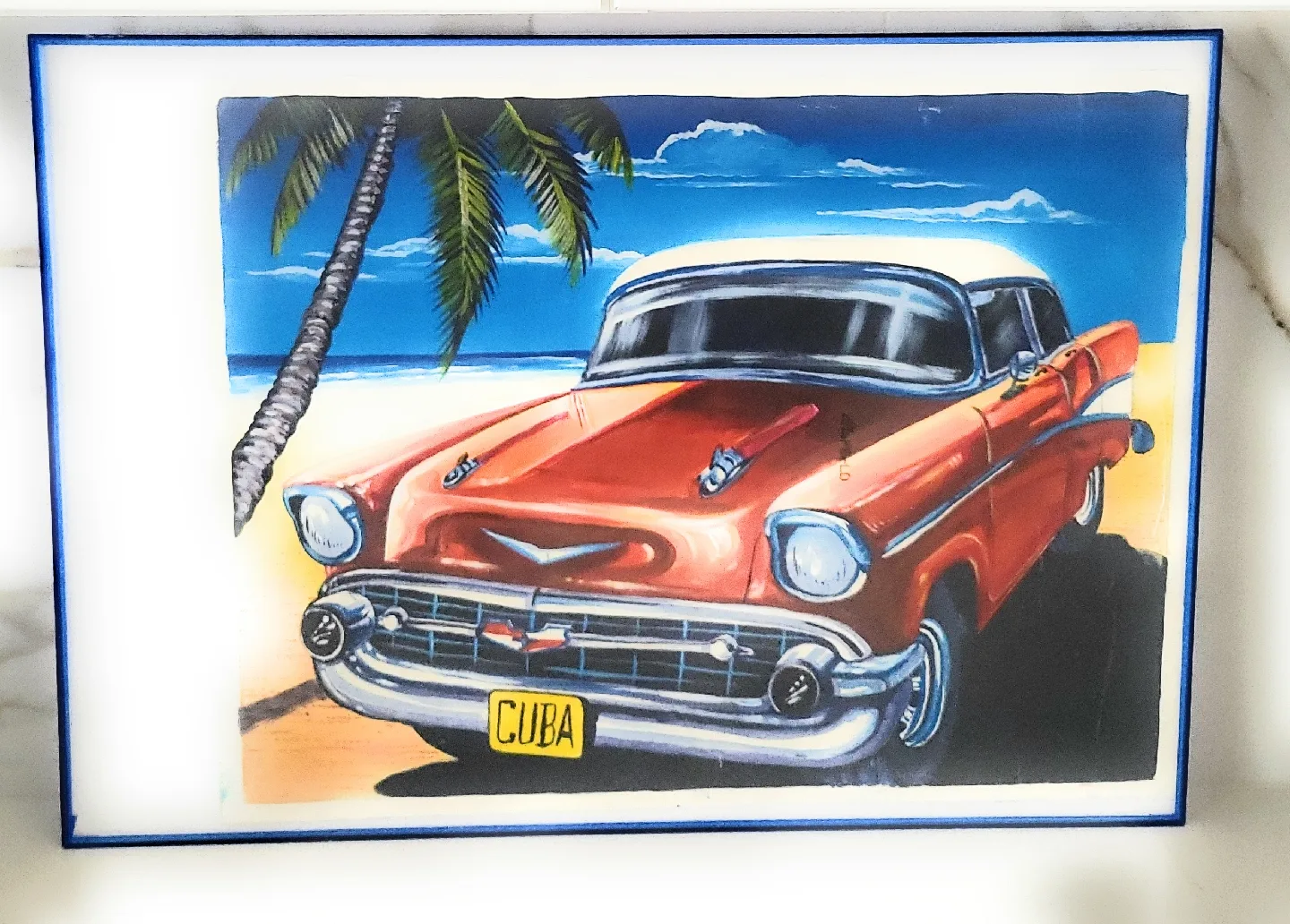 Art print of 1957 Chevrolet Bel Air with CUBA plate. 28 x 20" image indicator(7)