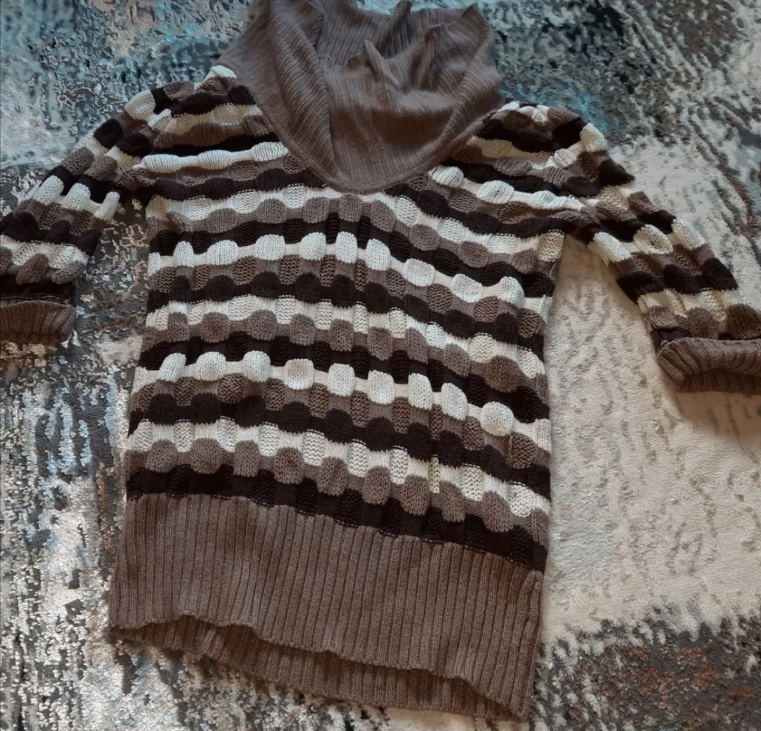 Striped Brown Tunic Sweater thumbnail