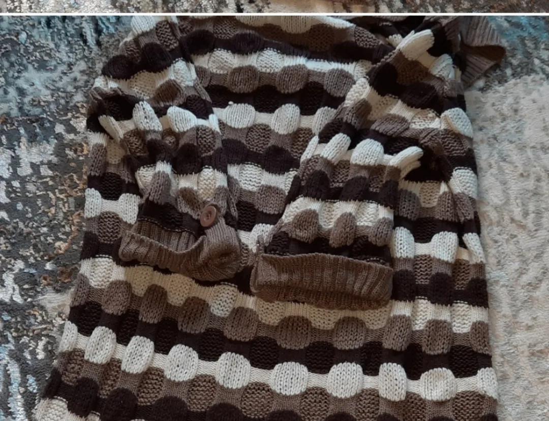 Striped Brown Tunic Sweater image indicator(2)