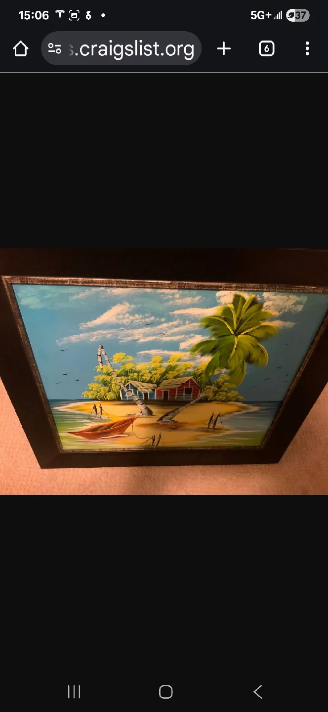 Framed Oil Painting - Tropical Island Scene thumbnail