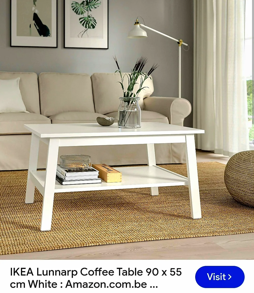 ➡️ IKEA Lunnarp White Coffee Table (90x55 cm) image indicator(3)