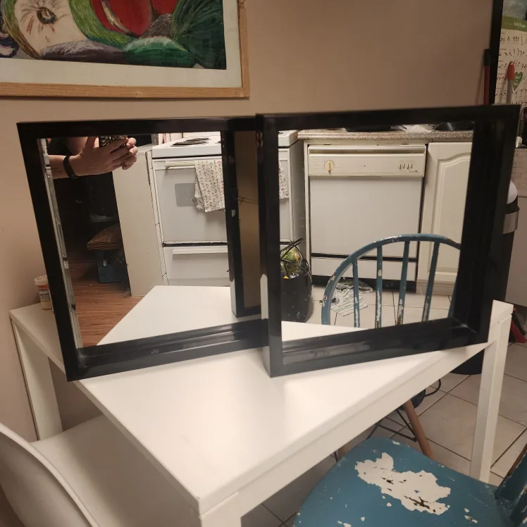 Black Framed Square Mirrors - Set of 2 thumbnail
