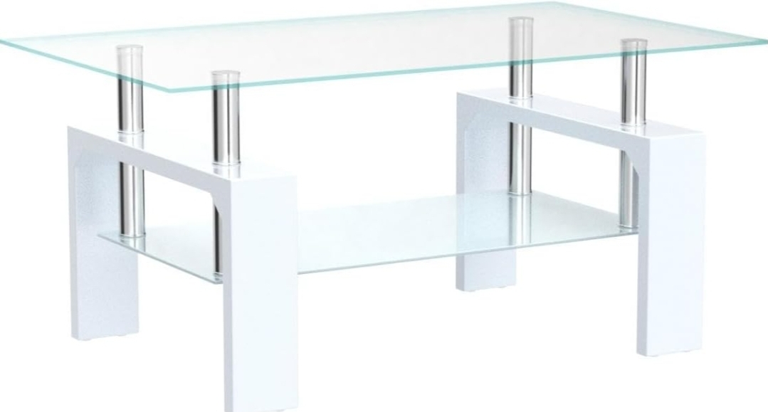 White Glass Top Coffee Table - photo 3