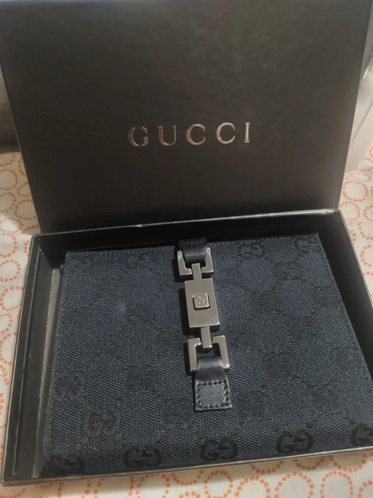 Gucci Black Jackie GG Canvas Wallet with Box