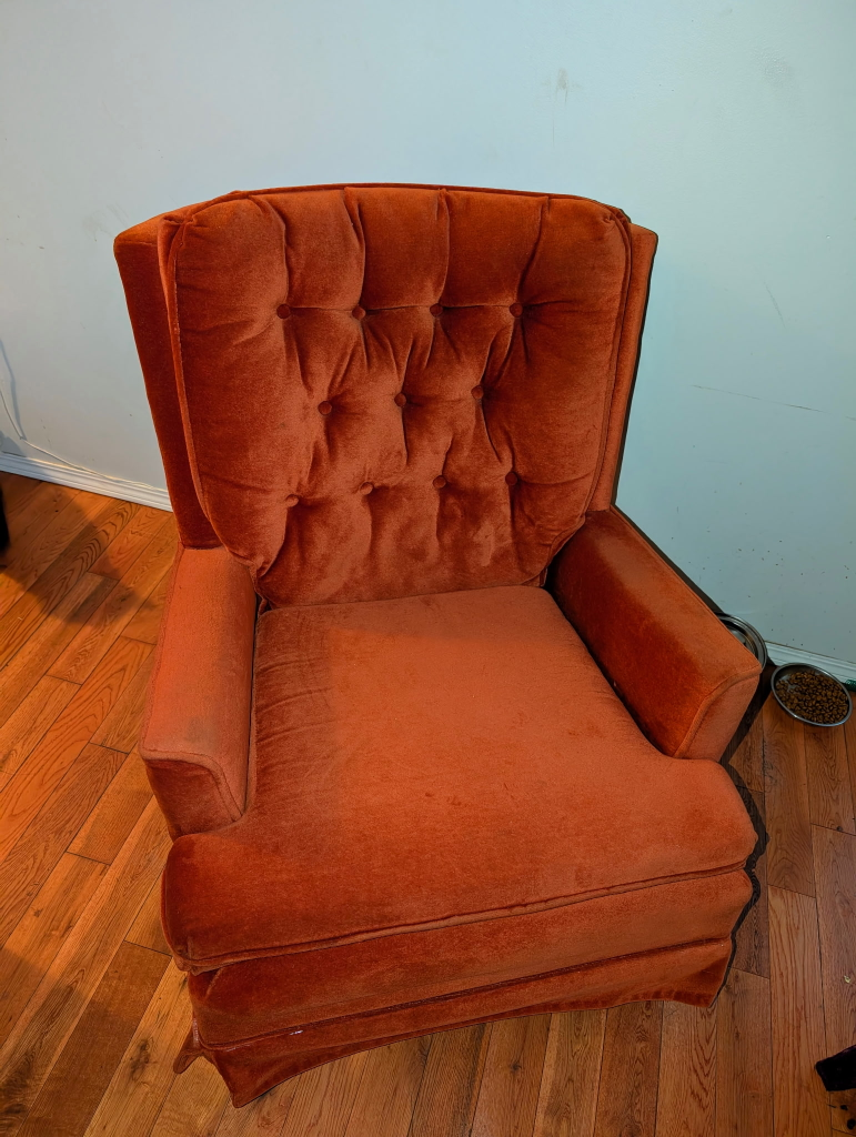Vintage Orange Velvet Armchair - photo 2