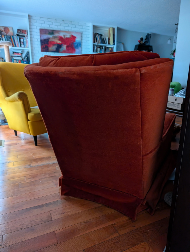 Vintage Orange Velvet Armchair - photo 3