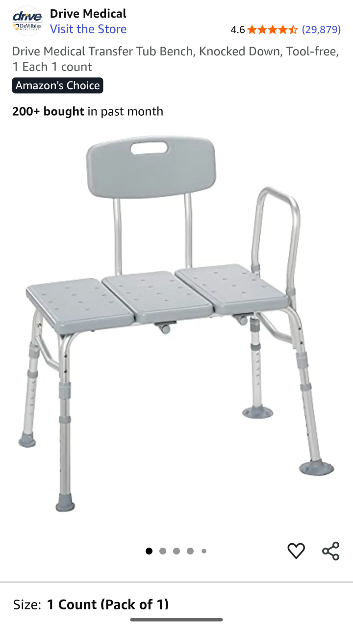 Drive Medical Transfer Tub Bench - NEW in box!