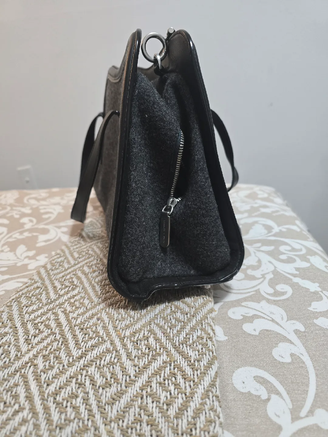 Charles & Keith Grey Wool Handbag image indicator(3)