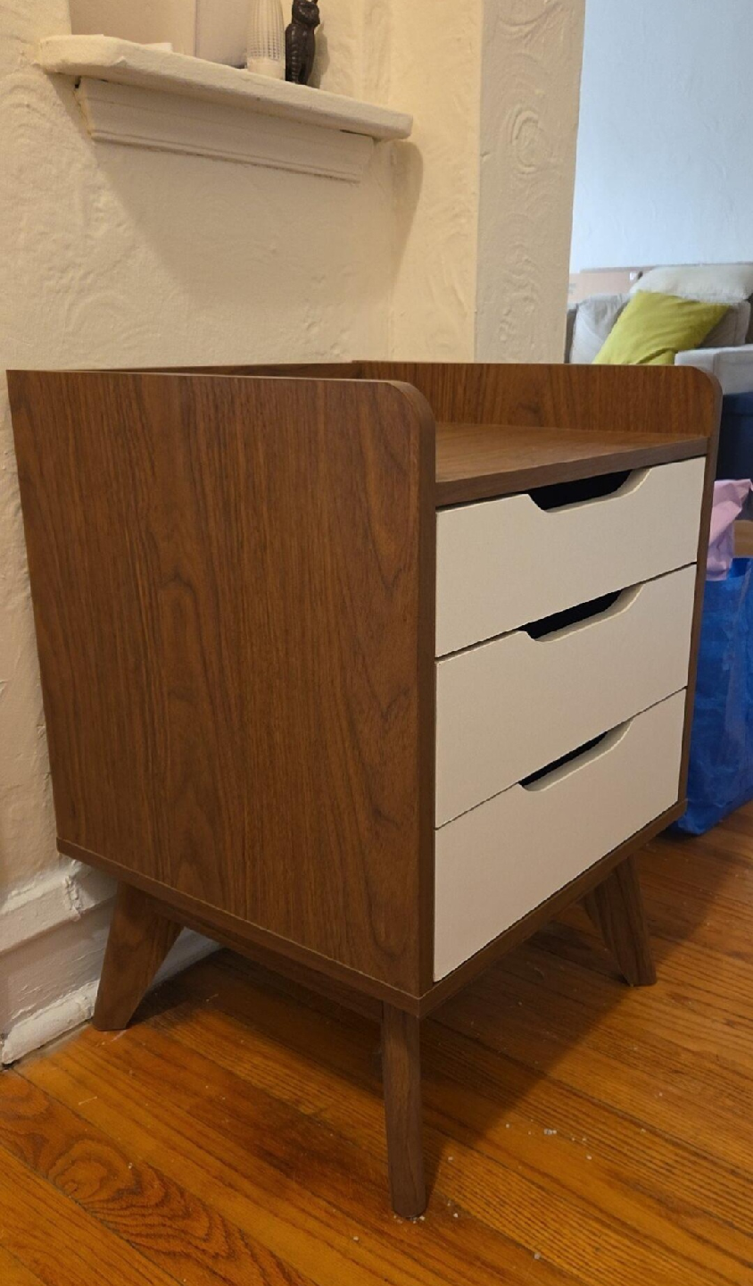 Wood Nightstand with 3 Drawers - photo 2