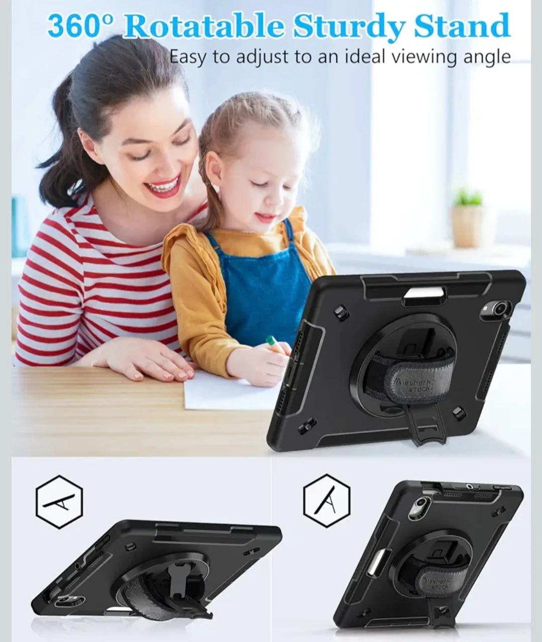 Miesherk Case for iPad Air 13" Screen Protector, 360°, Black image indicator(6)